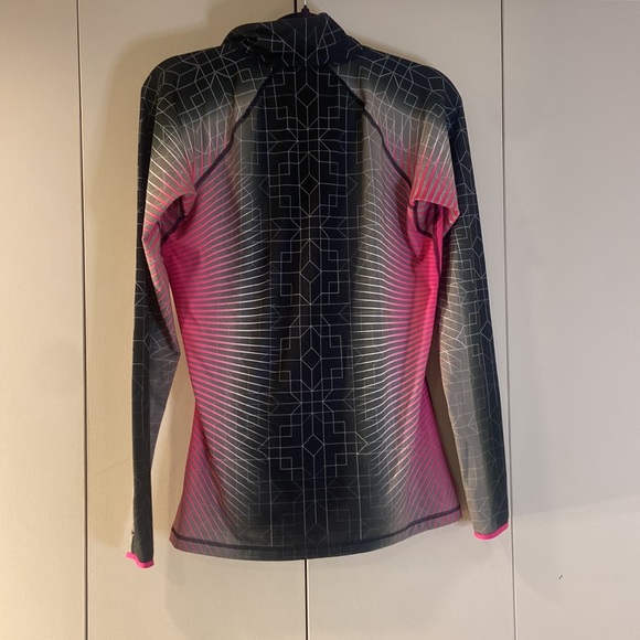 Nike Pro Dri Fit Hyperwarm Geometric Half Zip Running Athletic Shirt Pullover - Picture 2 of 8